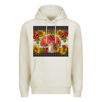Oatmeal Heather ladybug mushrooms Premium Hoodie - BarkalooDesign