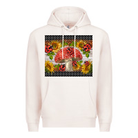 Pale Pink ladybug mushrooms Premium Hoodie - BarkalooDesign