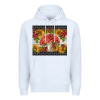 White ladybug mushrooms Premium Hoodie - BarkalooDesign