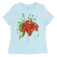 Baby Blue Red Orchid Cactus Ladies Tee - LillyAllenDesigns