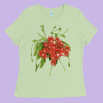 Red Orchid Cactus Ladies Tee Designed By Lillyallendesigns
