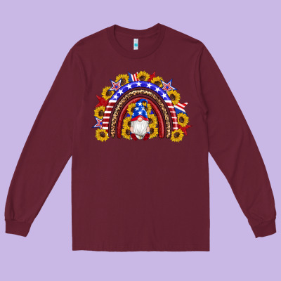American Flag Gnomes Sunflowers Rainbow Long Sleeve Tee Designed By Artiststas