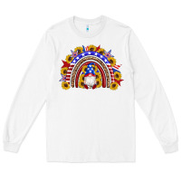 White american flag gnomes sunflowers rainbow Long Sleeve Tee - Artiststas