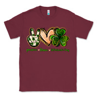 Burgundy peace love st.patrick's day Classic Tee - Jasminsmagicworld
