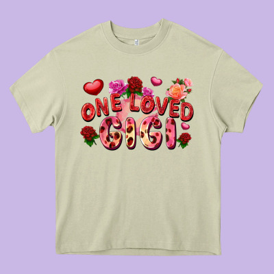 One Loved Gigi Heavy Core Tee Designed By Fadigitalartstudio