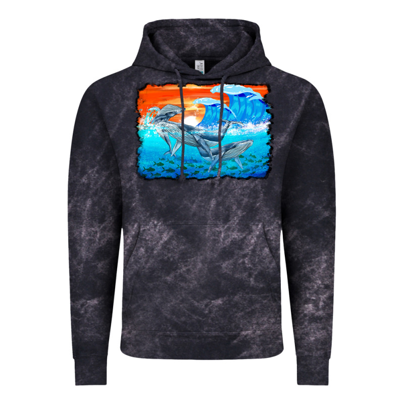 Humpback Whale And Wave Background Vintage Hoodie by BarkalooDesign | Teevron