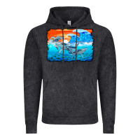 Vintage Black humpback whale and wave background Vintage Hoodie - BarkalooDesign