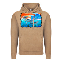 Vintage Coffee humpback whale and wave background Vintage Hoodie - BarkalooDesign