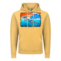 Vintage Mustard humpback whale and wave background Vintage Hoodie - BarkalooDesign