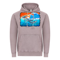 Vintage Zinc humpback whale and wave background Vintage Hoodie - BarkalooDesign