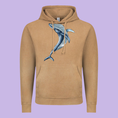 Humpback Whale Jumping Vintage Hoodie Designed By Barkaloodesign