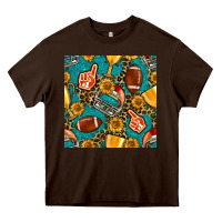 Chocolate Brown american football winner cup and helmet seamless pattern Heavy Core Tee - BundleAndBundleShop