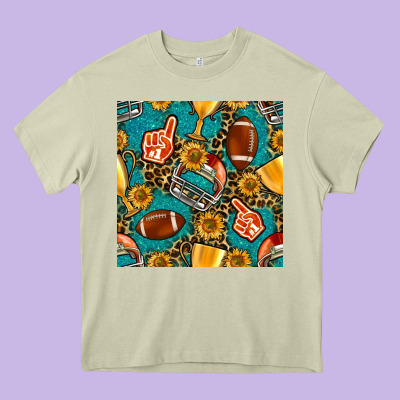 American Football Winner Cup And Helmet Seamless Pattern Heavy Core Tee Designed By Bundleandbundleshop