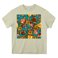 Mossy american football winner cup and helmet seamless pattern Heavy Core Tee - BundleAndBundleShop