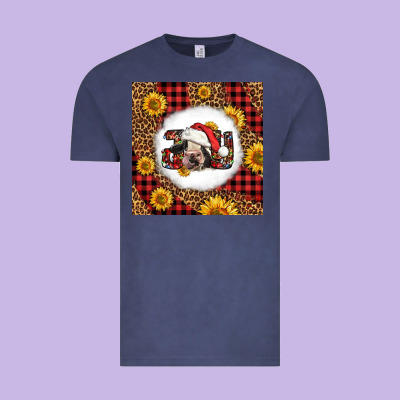 Joy Christmas Cow Vintage Tee Designed By Lillyallendesigns