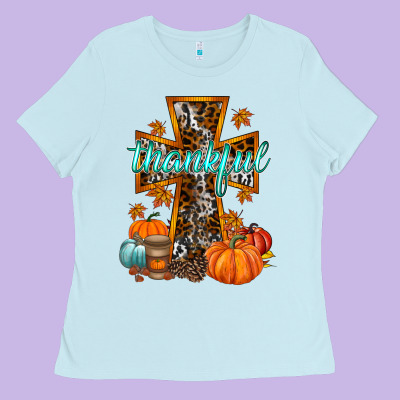 Thankful Cross Ladies Tee Designed By Racoondesign