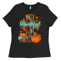 Black thankful cross Ladies Tee - RacoonDesign