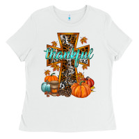 White thankful cross Ladies Tee - RacoonDesign