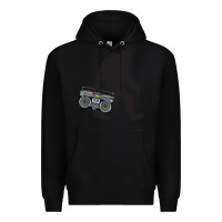Black bigfoot beatbox boom box retro   bigfoot boom box Premium Hoodie - DesigneFamous
