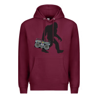 Burgundy bigfoot beatbox boom box retro   bigfoot boom box Premium Hoodie - DesigneFamous