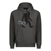 Charcoal Heather bigfoot beatbox boom box retro   bigfoot boom box Premium Hoodie - DesigneFamous