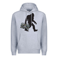 Heather Grey bigfoot beatbox boom box retro   bigfoot boom box Premium Hoodie - DesigneFamous