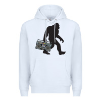 White bigfoot beatbox boom box retro   bigfoot boom box Premium Hoodie - DesigneFamous