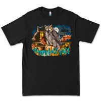 Black Happy Fall Y'all Owl Premium Tee - LillyAllenDesigns