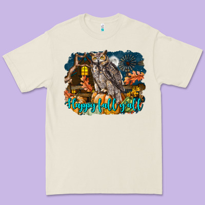 Happy Fall Y'all Owl Premium Tee Designed By Lillyallendesigns