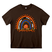 Chocolate Brown Basketball Rainbow Heavy Core Tee - RanaPortraitStore