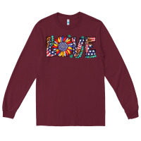 Burgundy love sunflower usa flag leopard Long Sleeve Tee - Artiststas