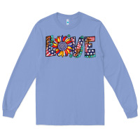 Colony Blue love sunflower usa flag leopard Long Sleeve Tee - Artiststas