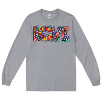 Heather Grey love sunflower usa flag leopard Long Sleeve Tee - Artiststas