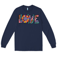 Navy love sunflower usa flag leopard Long Sleeve Tee - Artiststas