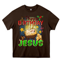 Chocolate Brown happy birthday jesus Heavy Core Tee - FaDigitalArtStudio