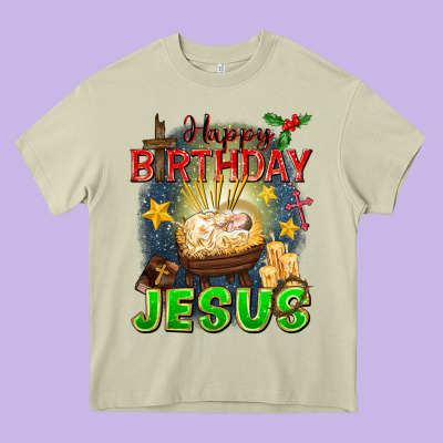 Happy Birthday Jesus Heavy Core Tee Designed By Fadigitalartstudio