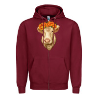Burgundy Charolais Cow Zipper Hoodie - RanaPortraitStore
