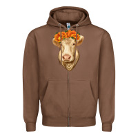 Chestnut Charolais Cow Zipper Hoodie - RanaPortraitStore