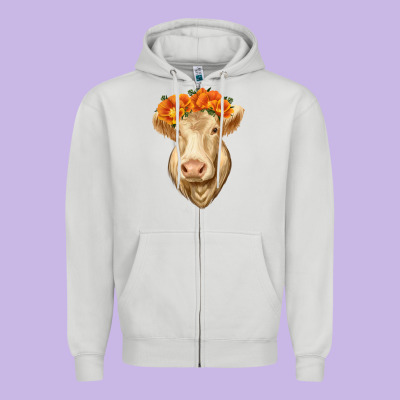Charolais Cow Zipper Hoodie Designed By Ranaportraitstore