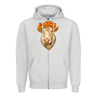 Dove Grey Charolais Cow Zipper Hoodie - RanaPortraitStore