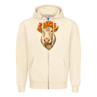 Sandshell Charolais Cow Zipper Hoodie - RanaPortraitStore