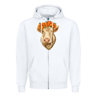 White Charolais Cow Zipper Hoodie - RanaPortraitStore