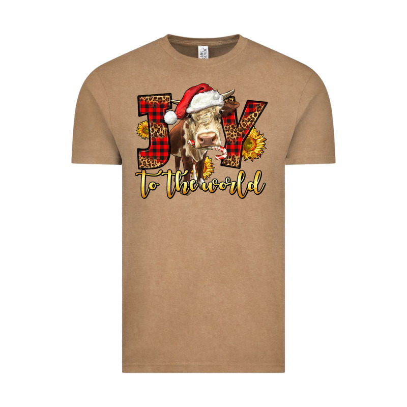 Joy To The World Christmas Cow Vintage Tee by LillyAllenDesigns | Teevron