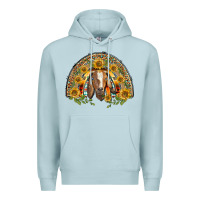 Blue Mist Western Leopard Sunflower Goat Rainbow Premium Hoodie - BarkalooDesign