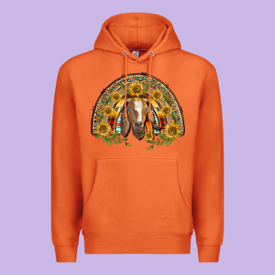 Western Leopard Sunflower Goat Rainbow Premium Hoodie Designed By Barkaloodesign
