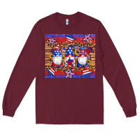 Burgundy american flag gnomes star leopard glitter tumbler Long Sleeve Tee - Artiststas