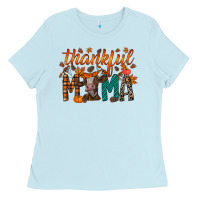 Baby Blue thankful mama cow Ladies Tee - RacoonDesign