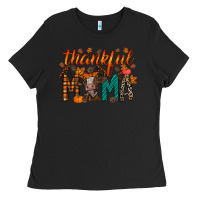 Black thankful mama cow Ladies Tee - RacoonDesign