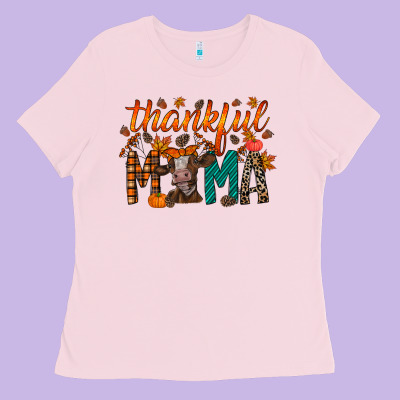 Thankful Mama Cow Ladies Tee Designed By Racoondesign