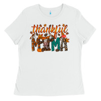 White thankful mama cow Ladies Tee - RacoonDesign
